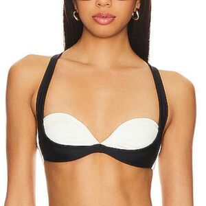NWT Tularosa Asha bikini Top Black & White swimsuit separate Revolve M